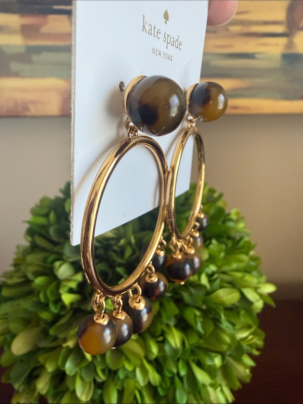 KATE SPADE ♠️ New York TORTOISE BAUBLE DROP HOOP EARRINGS 🌟NWT🌟 - Picture 10 of 15